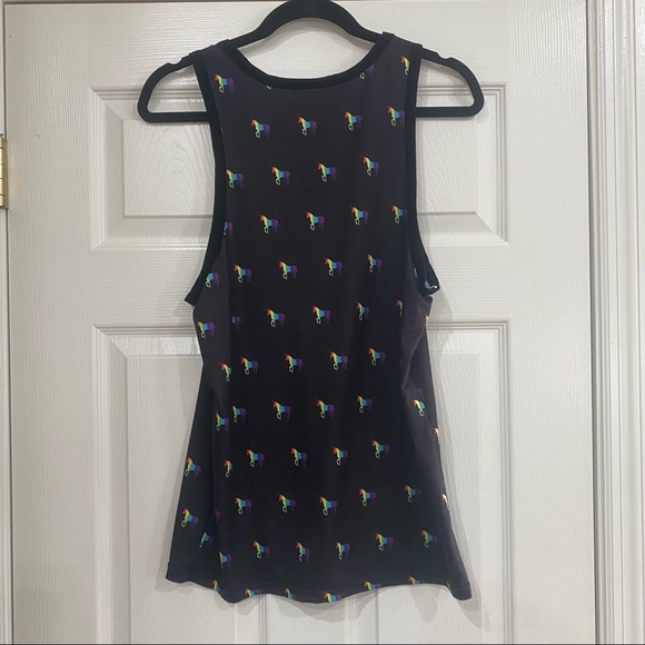 Men’s Black Tank Top with Rainbow Unicorns - Picture 3 of 4